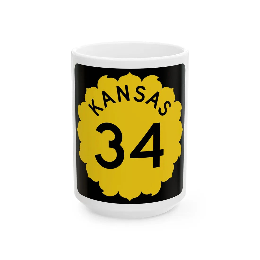 K-34 1962 (Kansas) (Road Sign) White Coffee Mug 15oz - Go Mug Yourself