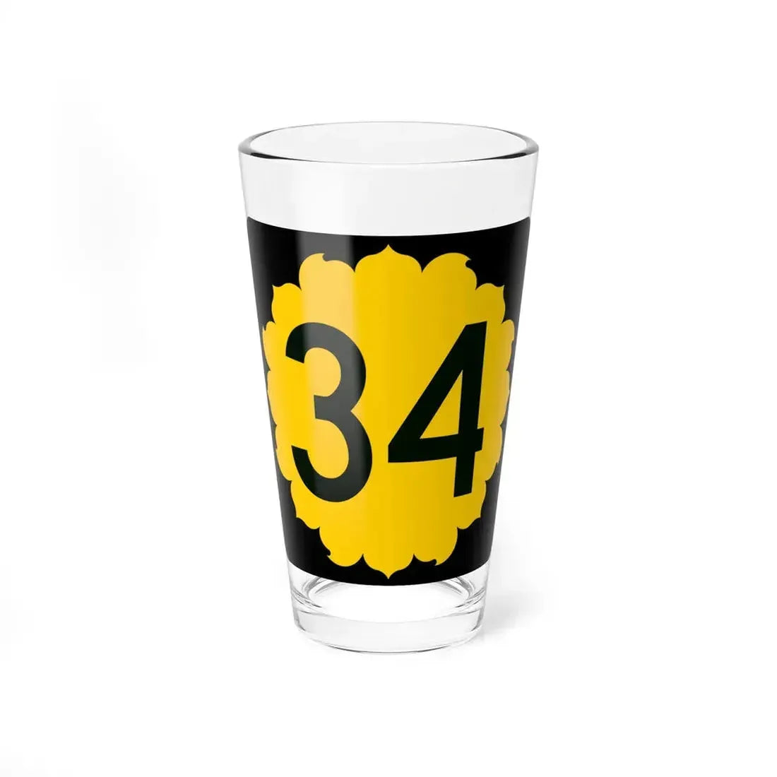 K-34 (Kansas) (Road Sign) Pint Glass 16oz 16oz - Go Mug Yourself