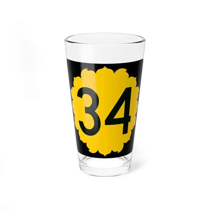 K-34 (Kansas) (Road Sign) Pint Glass 16oz 16oz - Go Mug Yourself