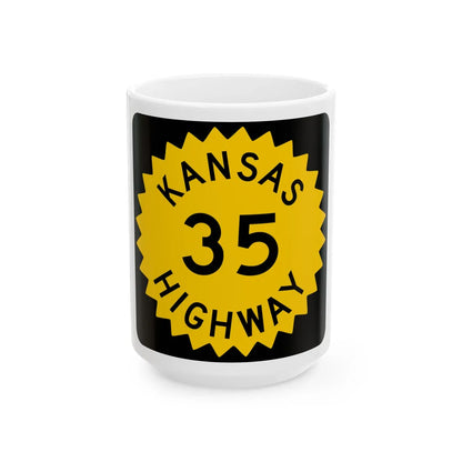 K-35 1948 (Kansas) (Road Sign) White Coffee Mug 15oz - Go Mug Yourself