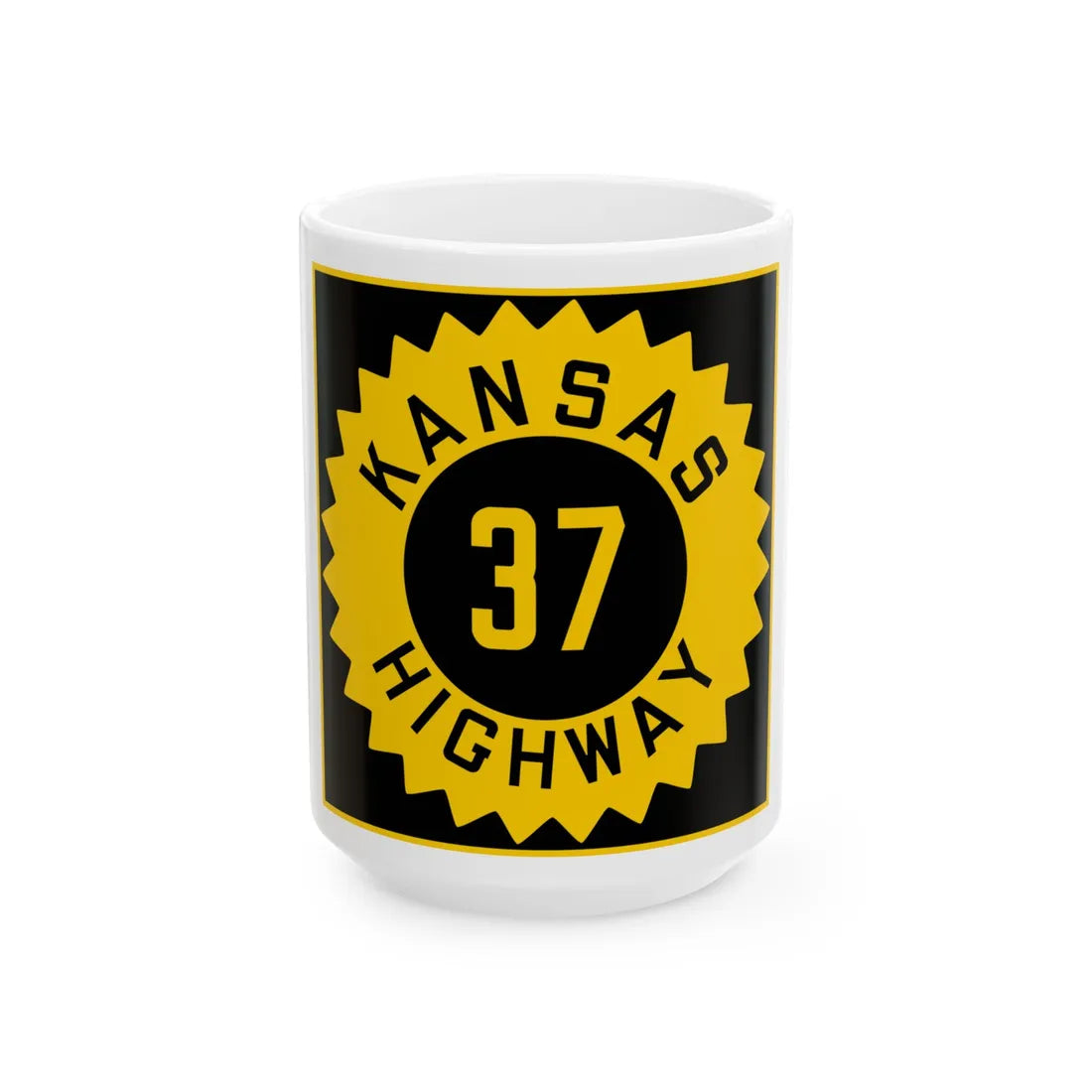 K-37 1926 (Kansas) (Road Sign) White Coffee Mug 15oz - Go Mug Yourself