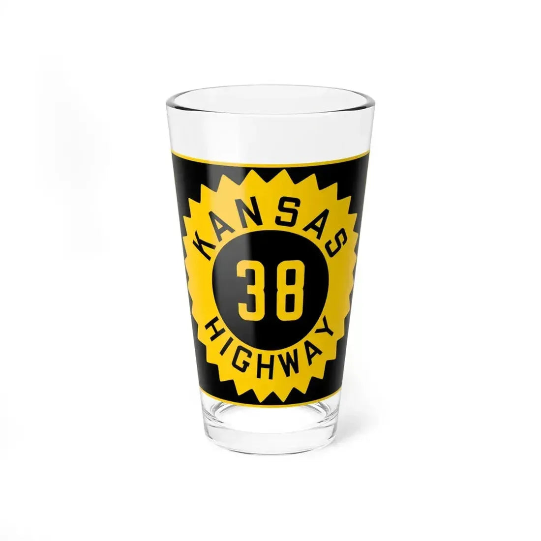 K-38 1926 (Kansas) (Road Sign) Pint Glass 16oz 16oz - Go Mug Yourself