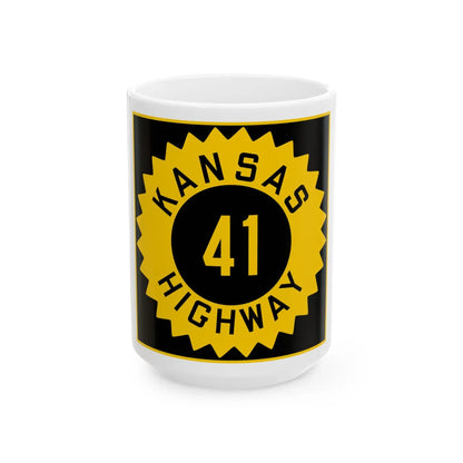 K-41 1926 (Kansas) (Road Sign) White Coffee Mug 15oz - Go Mug Yourself