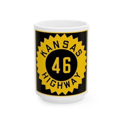 K-46 1926 (Kansas) (Road Sign) White Coffee Mug 15oz - Go Mug Yourself