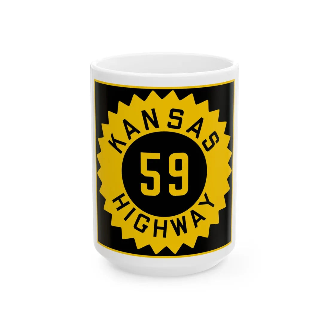 K-59 1926 (Kansas) (Road Sign) White Coffee Mug 15oz - Go Mug Yourself