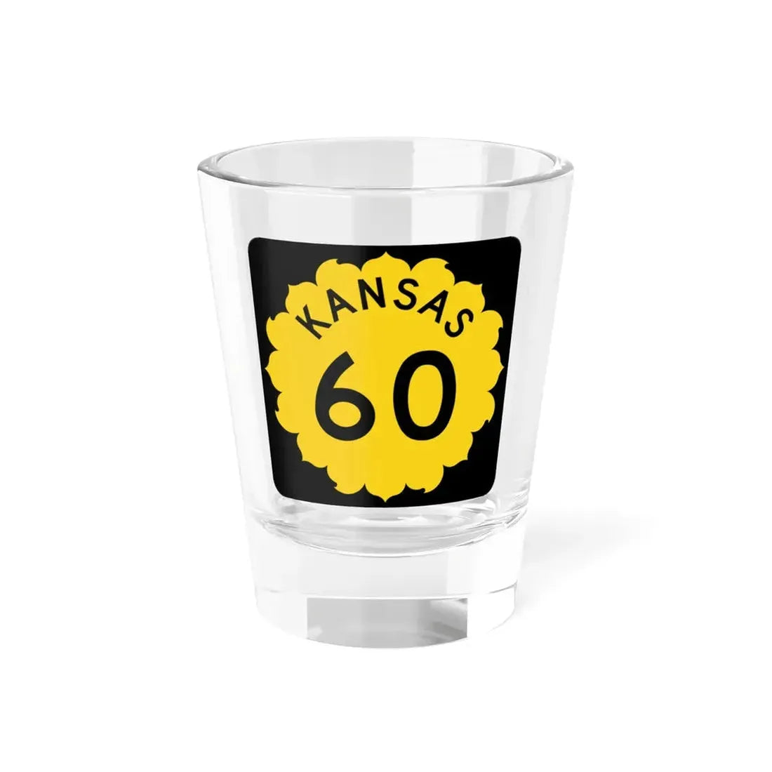 K-60 1962 (Kansas) (Road Sign) Shot Glass 1.5oz 1.5oz - Go Mug Yourself