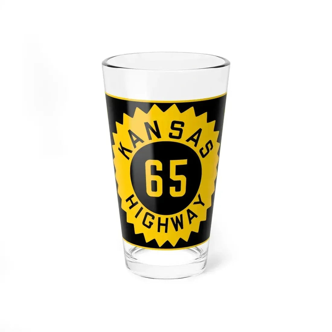 K-65 1926 (Kansas) (Road Sign) Pint Glass 16oz 16oz - Go Mug Yourself