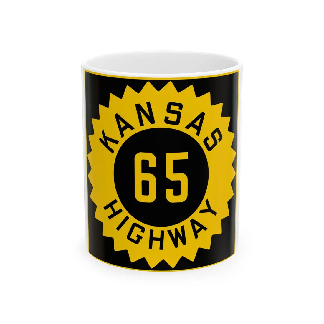 K-65 1926 (Kansas) (Road Sign) White Coffee Mug 11oz - Go Mug Yourself