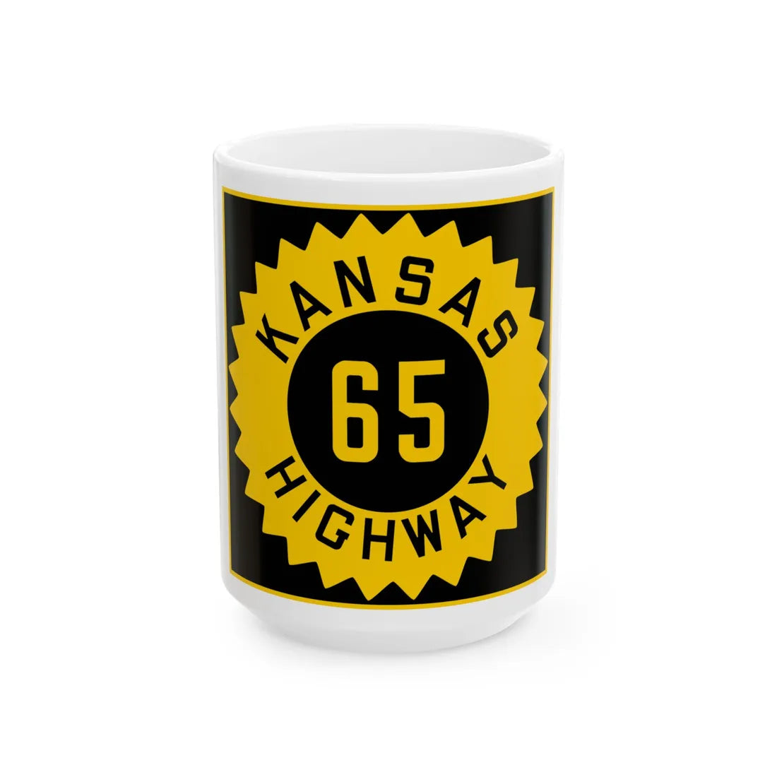 K-65 1926 (Kansas) (Road Sign) White Coffee Mug 15oz - Go Mug Yourself