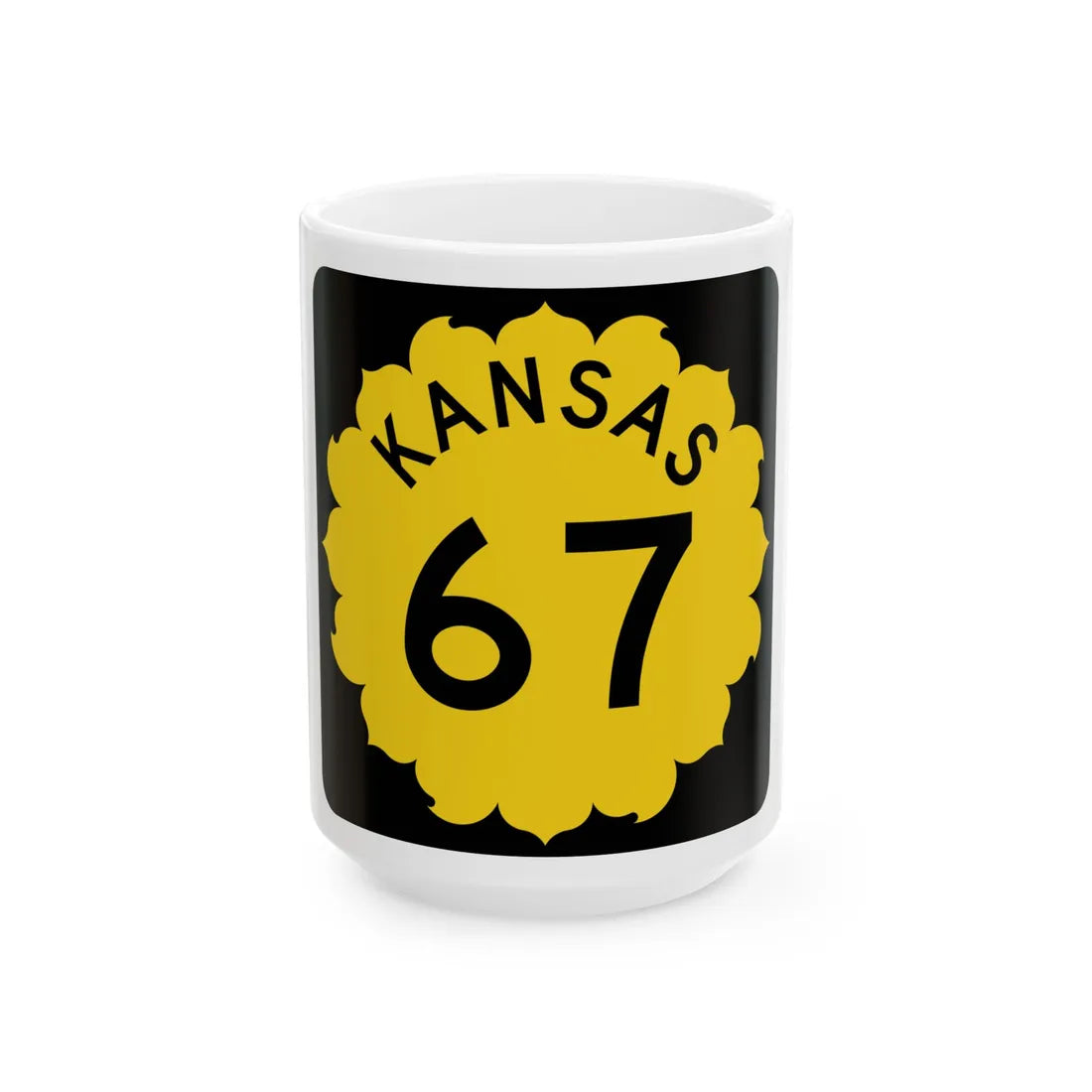 K-67 1962 (Kansas) (Road Sign) White Coffee Mug 15oz - Go Mug Yourself