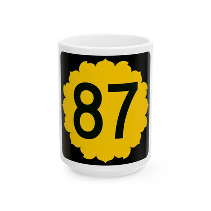 K-87 (Kansas) (Road Sign) White Coffee Mug 15oz - Go Mug Yourself
