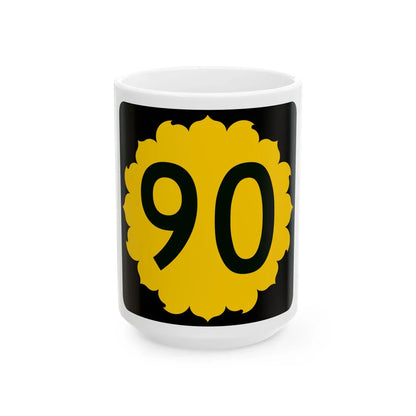 K-90 (Kansas) (Road Sign) White Coffee Mug 15oz - Go Mug Yourself