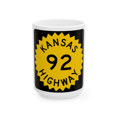 K-92 1948 (Kansas) (Road Sign) White Coffee Mug 15oz - Go Mug Yourself