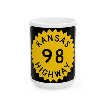 K-98 1948 (Kansas) (Road Sign) White Coffee Mug 15oz - Go Mug Yourself