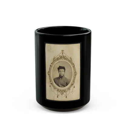 Kager Mays, African American Soldier, Half-Length Portrait, Facing Front (U.S. Civil War) Black Coffee Mug-15oz-Go Mug Yourself