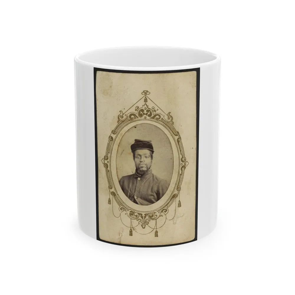 Kager Mays, African American Soldier, Half-Length Portrait, Facing Front (U.S. Civil War) White Coffee Mug-11oz-Go Mug Yourself