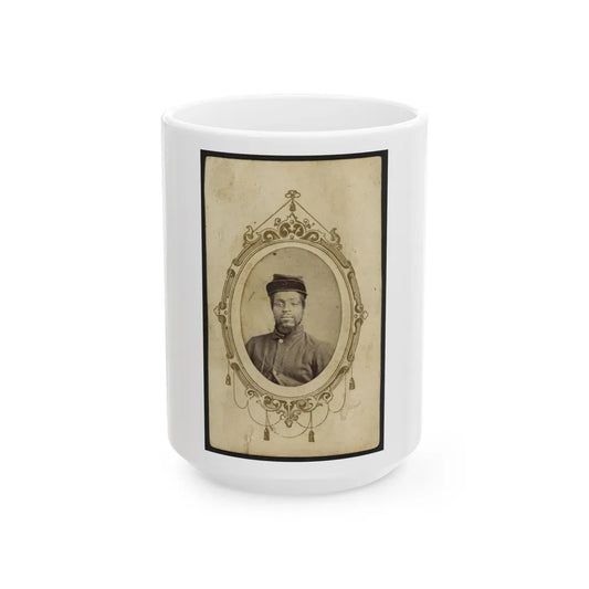 Kager Mays, African American Soldier, Half-Length Portrait, Facing Front (U.S. Civil War) White Coffee Mug-15oz-Go Mug Yourself