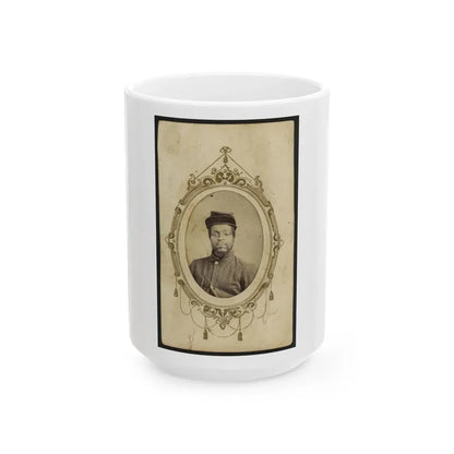 Kager Mays, African American Soldier, Half-Length Portrait, Facing Front (U.S. Civil War) White Coffee Mug 15oz - Go Mug Yourself
