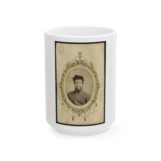 Kager Mays, African American Soldier, Half-Length Portrait, Facing Front (U.S. Civil War) White Coffee Mug 15oz - Go Mug Yourself