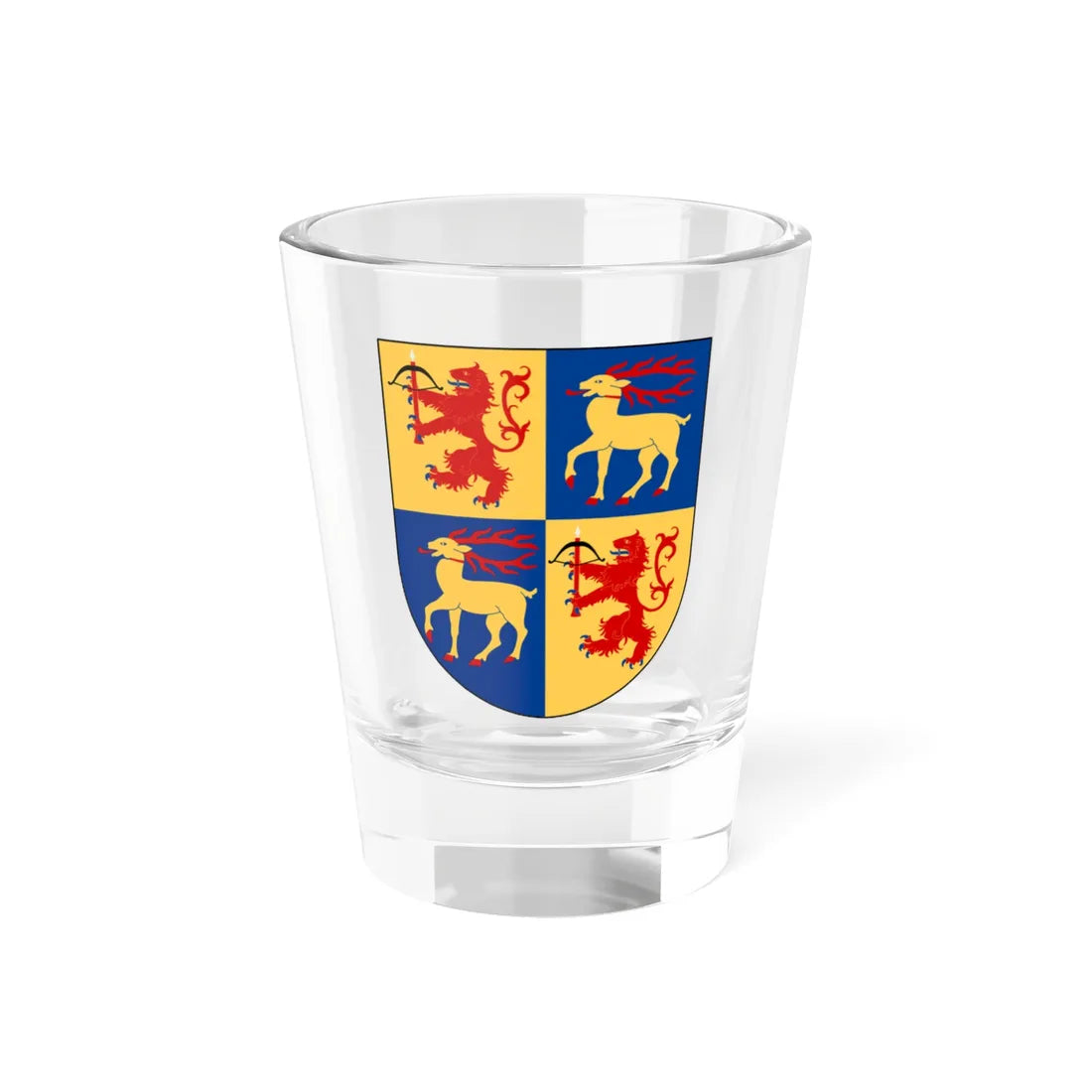 Kalmar län vapen (Sweden) (Coat of Arms) Shot Glass 1.5oz 1.5oz - Go Mug Yourself