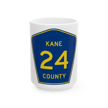 Kane County 24 (Illinois) (Road Sign) White Coffee Mug 15oz - Go Mug Yourself