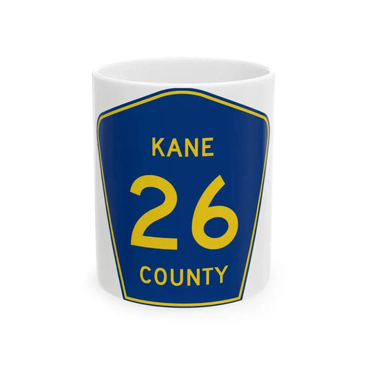 Kane County 26 (Illinois) (Road Sign) White Coffee Mug 11oz - Go Mug Yourself
