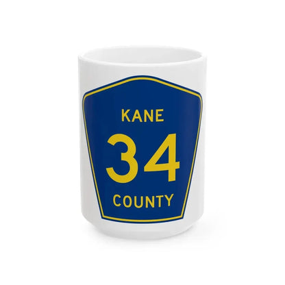 Kane County 34 (Illinois) (Road Sign) White Coffee Mug 15oz - Go Mug Yourself