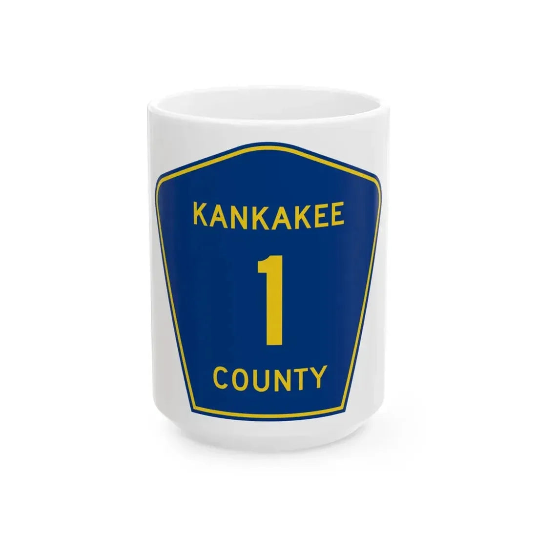 Kankakee County 1 (Illinois) (Road Sign) White Coffee Mug 15oz - Go Mug Yourself
