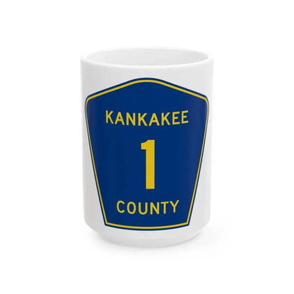 Kankakee County 1 (Illinois) (Road Sign) White Coffee Mug 15oz - Go Mug Yourself