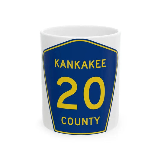 Kankakee County 20 (Illinois) (Road Sign) White Coffee Mug 11oz - Go Mug Yourself