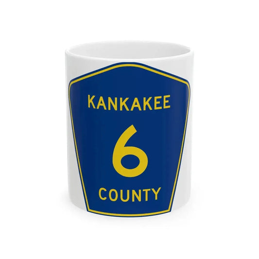 Kankakee County 6 (Illinois) (Road Sign) White Coffee Mug 11oz - Go Mug Yourself