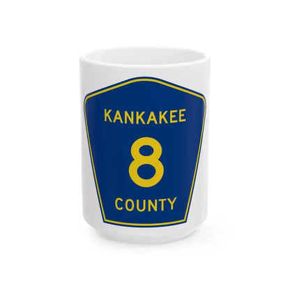 Kankakee County 8 (Illinois) (Road Sign) White Coffee Mug 15oz - Go Mug Yourself