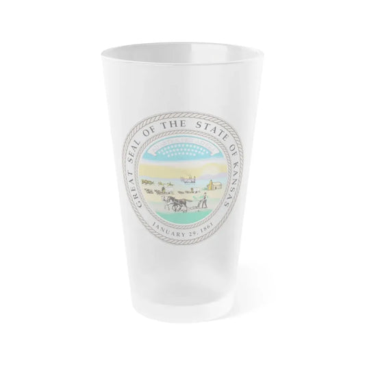 Kansas State Seal - Frosted Pint Glass 16oz 16oz Frosted - Go Mug Yourself
