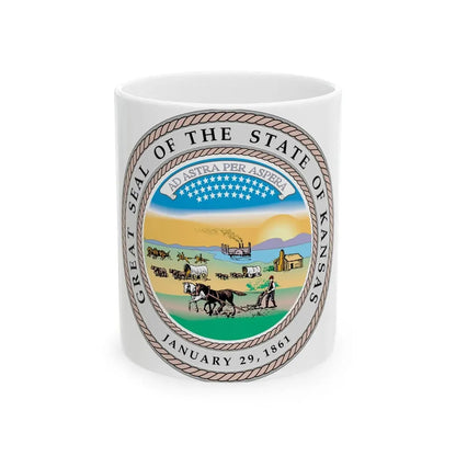 Kansas State Seal - White Coffee Mug 11oz - Go Mug Yourself