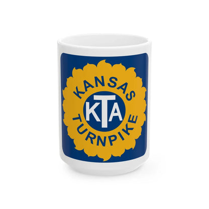 Kansas Turnpike (Kansas) (Road Sign) White Coffee Mug 15oz - Go Mug Yourself