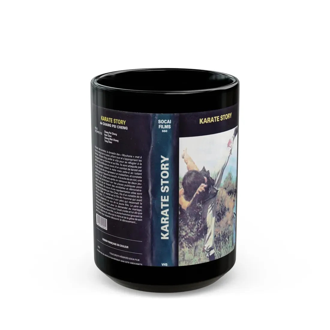 KARATE STORY (VHS COVER) - Black Coffee Mug 15oz - Go Mug Yourself