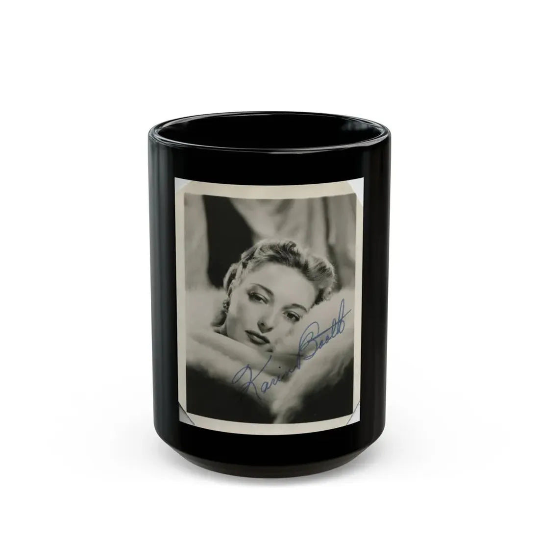 Karin Booth #17 (Vintage Female Icon) Black Coffee Mug 15oz - Go Mug Yourself