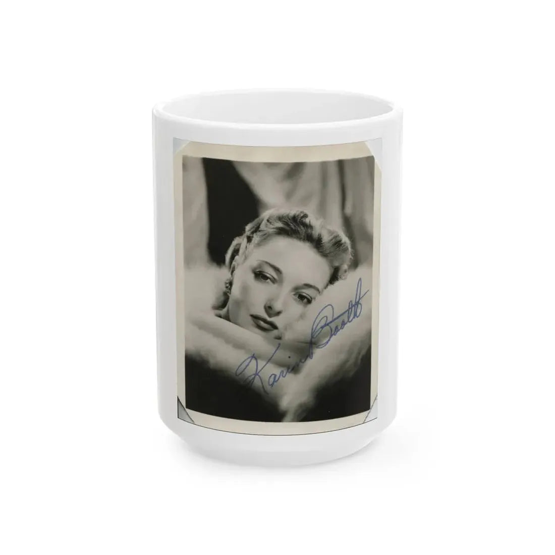 Karin Booth #17 (Vintage Female Icon) White Coffee Mug 15oz - Go Mug Yourself