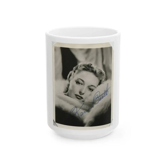 Karin Booth #22 (Vintage Female Icon) White Coffee Mug 15oz - Go Mug Yourself