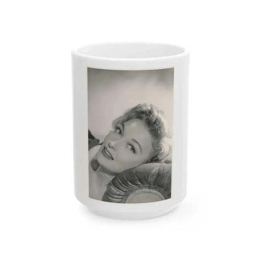 Karin Booth #50 (Vintage Female Icon) White Coffee Mug 15oz - Go Mug Yourself