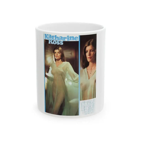 Katharine Ross #84 - Japan Pin-Up Promo 2 Color Pics - ''The Stepford Wives'' '75 Rare from inbetween filming (Vintage Female Icon) White Coffee Mug 11oz - Go Mug Yourself