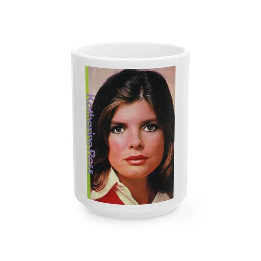 Katharine Ross #90 (Vintage Female Icon) White Coffee Mug 15oz - Go Mug Yourself