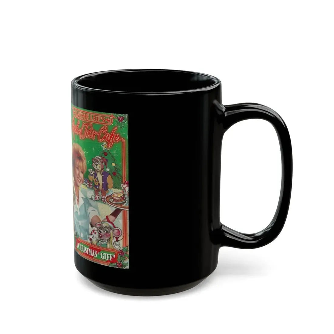 KATHIE LEES ROCK N ROLL CAFE A CHRISTMAS GIFT (VHS COVER) - Black Coffee Mug - Go Mug Yourself