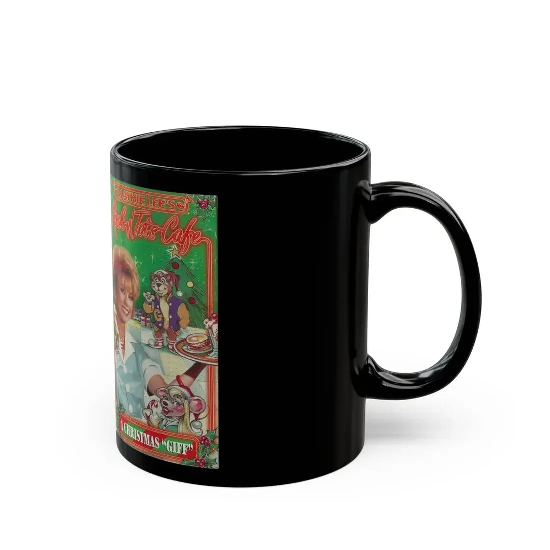 KATHIE LEES ROCK N ROLL CAFE A CHRISTMAS GIFT (VHS COVER) - Black Coffee Mug - Go Mug Yourself
