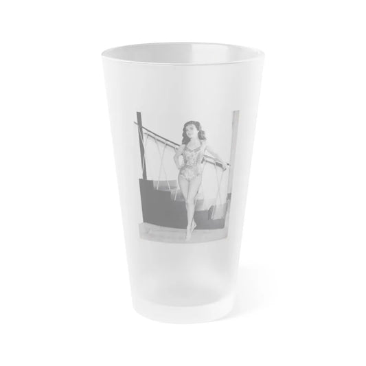 Kathleen Crowley #28 - 8x10 Vintage B&W 1-Piece Swimsuit Promo Photo for ABC-TV Series ''Surfside 6'' S2E12 Aired 12-4-61 (Vintage Female Icon) Frosted Pint Glass 16oz-16oz-Frosted-Go Mug Yourself