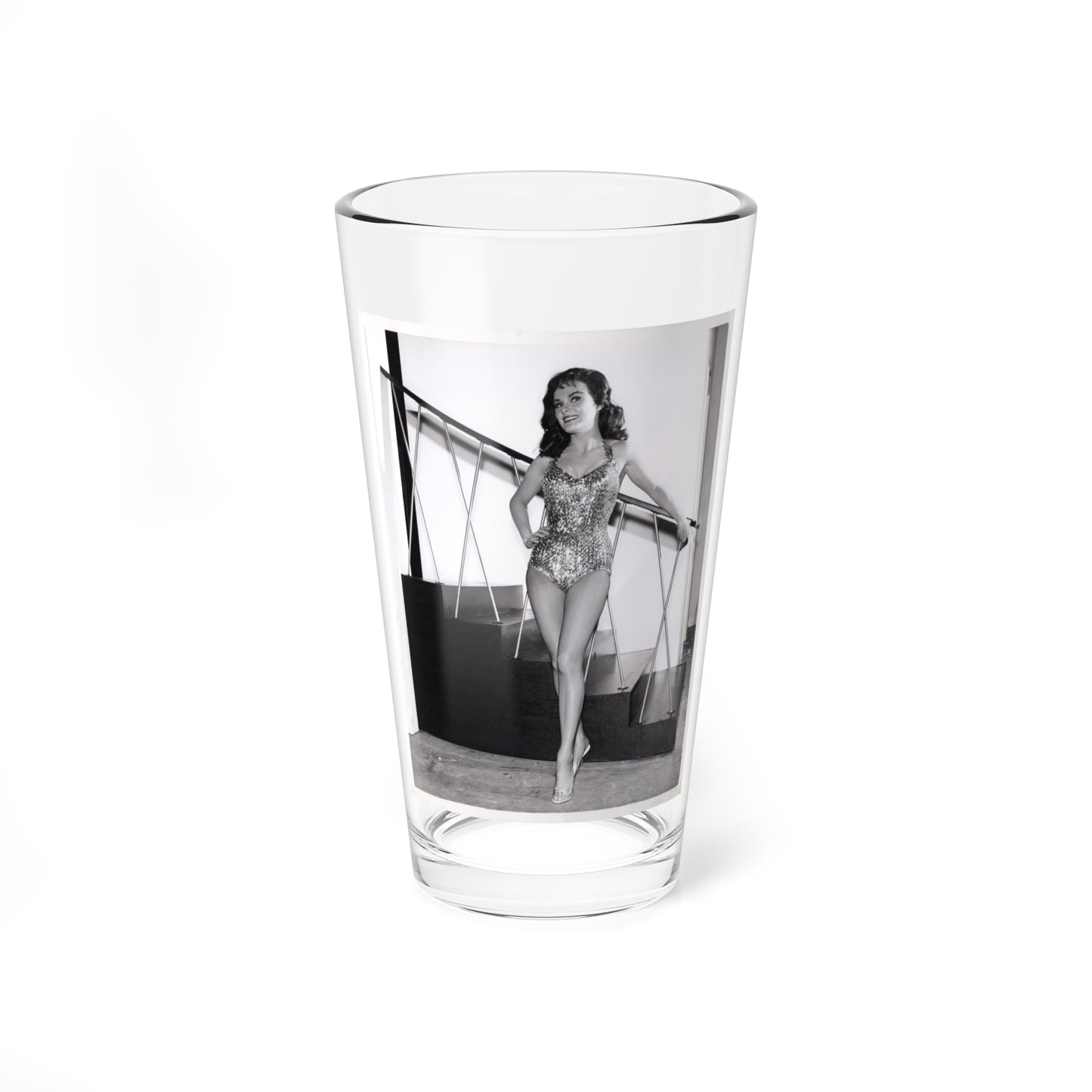 Kathleen Crowley #28 - 8x10 Vintage B&W 1-Piece Swimsuit Promo Photo for ABC-TV Series ''Surfside 6'' S2E12 Aired 12-4-61 (Vintage Female Icon) Pint Glass 16oz-16oz-Go Mug Yourself
