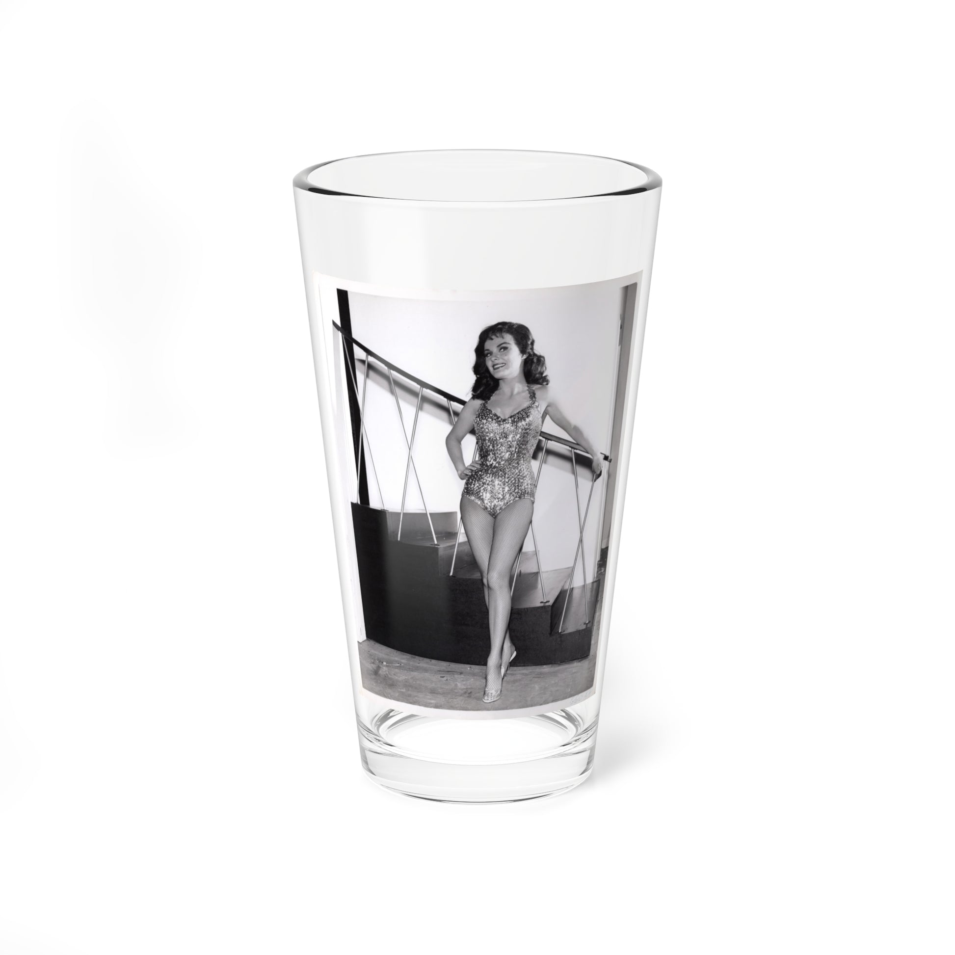 Kathleen Crowley #28 - 8x10 Vintage B&W 1-Piece Swimsuit Promo Photo for ABC-TV Series ''Surfside 6'' S2E12 Aired 12-4-61 (Vintage Female Icon) Pint Glass 16oz-16oz-Go Mug Yourself