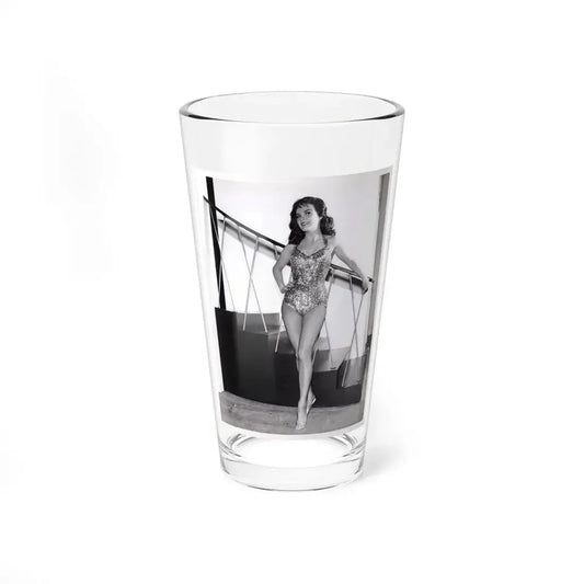 Kathleen Crowley #28 - 8x10 Vintage B&W 1-Piece Swimsuit Promo Photo for ABC-TV Series ''Surfside 6'' S2E12 Aired 12-4-61 (Vintage Female Icon) Pint Glass 16oz 16oz - Go Mug Yourself