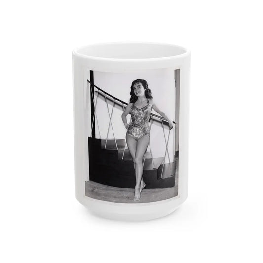 Kathleen Crowley #28 - 8x10 Vintage B&W 1-Piece Swimsuit Promo Photo for ABC-TV Series ''Surfside 6'' S2E12 Aired 12-4-61 (Vintage Female Icon) White Coffee Mug-15oz-Go Mug Yourself