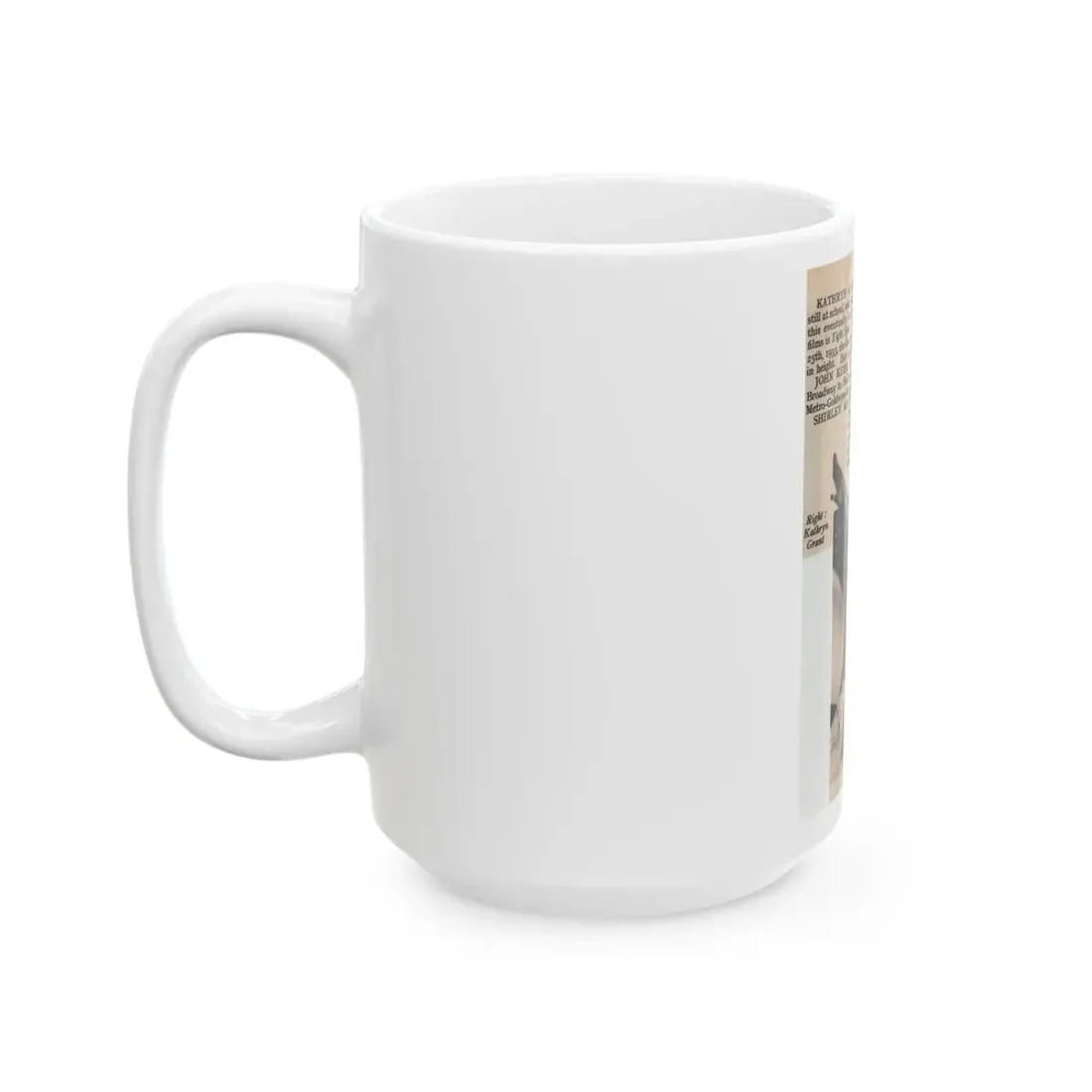 Kathryn Grant #129 - 3x4.75 Small B&W Pin-Up Magazine Clipping & Brief Article (Vintage Female Icon) White Coffee Mug - Go Mug Yourself